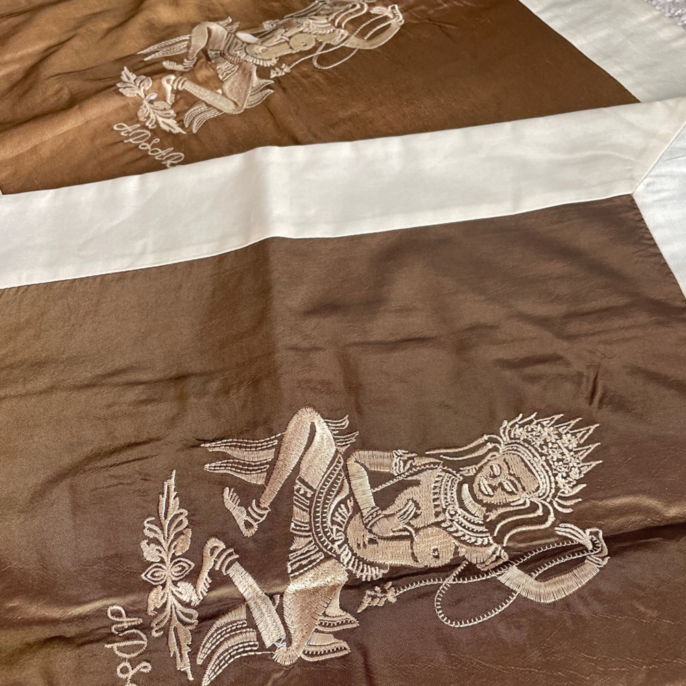 Cambodian Apsara Dancer Celestial Art - Set of 2 Brown Embroidered Pillow Cases - Picture 15 of 15